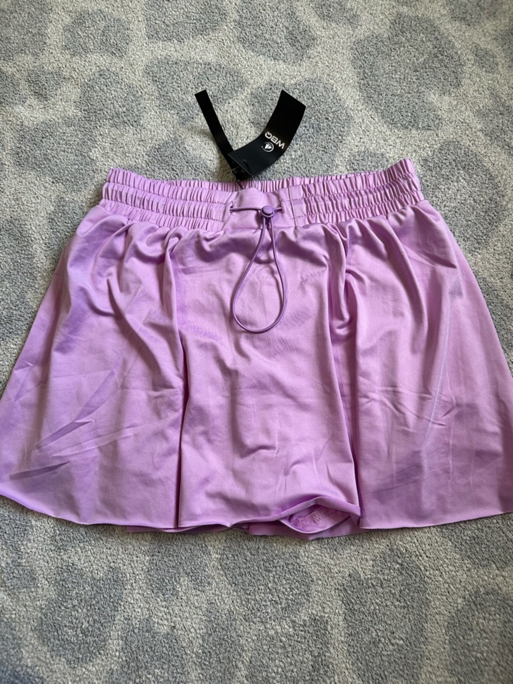 Lilac Elastic Waist Tennis Athletic Skirt with Drawstring